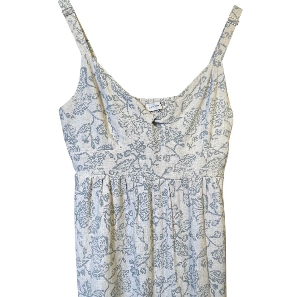 Gentle Fawn Floral Wide Leg Jumpsuit Cream Grey Linen Blend XS Smocked Back Boho - Picture 5 of 9